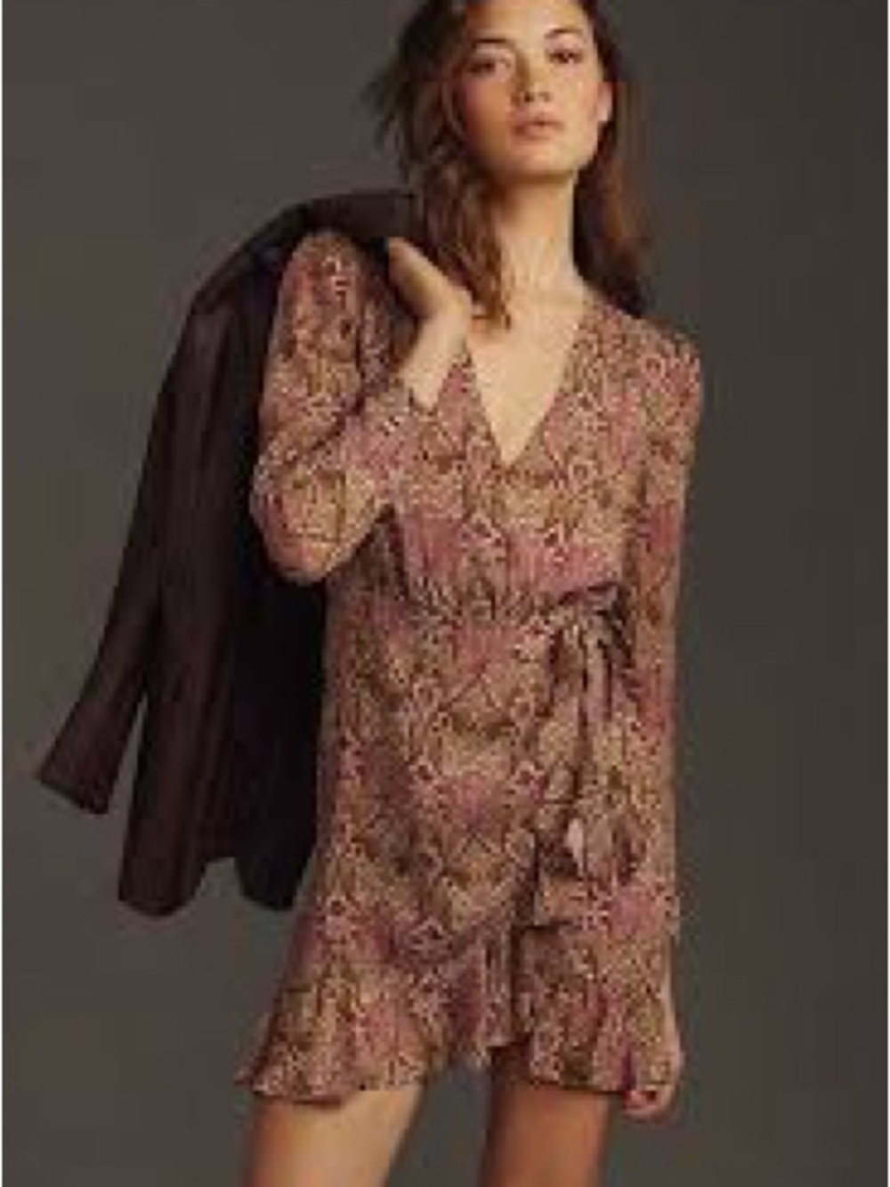 PAIGE x Morris & Co Mauve Pink Floral Paisley Wrap Dress Sz XS